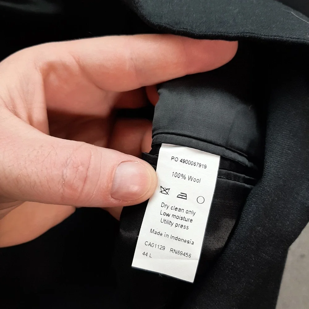 Calvin Klein Suit Jacket Adult 44L Black 100% Wool Blazer‎ Dress Formal Business